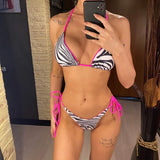 Sexy Leopard Printed Halter Brazilian Bikini Women Swimwear Female Swimsuit Two-Piece Bikini Set Bather Bathing Suit Swim V3681
