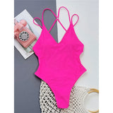 S - XL Sexy Leopard Printed V Neck Women Swimwear One Piece Swimsuit Female Backless High Leg Cut Bather Bathing Suit Swim V4808