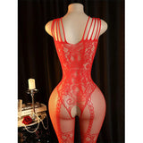 Transparent Fishnet Lingerie Women Crotchless Bodysuits Sexy Open Crotch Pantyhose Teddy Jumpsuits Erotic Full Body Stockings