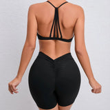 Women's 2-Piece Yoga Sets High Waist Seamless Shorts  Hip-Lifting & Backless Gym Leggings Quick Dry Workout Fitness Suits
