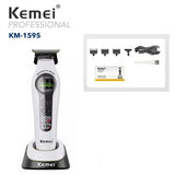 Kemei 1593 Barber Professional Hair Clipper Rechargeable Trimmer Electric Hair Cutting Machine External Rotor Brushless Motor