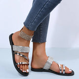 Sparkling Rhinestone Slides for Women - Comfy Open Toe Flats for Indoor & Outdoor Wear 2026 New