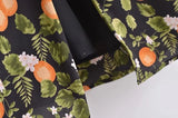 French Style Vintage Lemon Leaf Printed Green Dress Sexy Slip Midi Sleeveless Tank Dress Chiffon Women Holiday Elegant Dress
