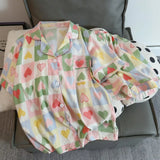 Thin Cotton Women's Short-sleeved Pajamas Set Summer Cute and Casual Sweet and Girly Thin Home Wear Set Sausage Dog Sleepwear