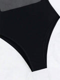Sexy See Through Black Mesh Sheer Women Swimwear One Piece Swimsuit Female Monokini Backless Bathing Suit Swim Beach Wear Lady