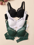 Elegant Womens Lace Bra Hollow Out Design Underwire Support Sexy Lingerie BH Tops Underwear  Plus Size A B C D E Cup