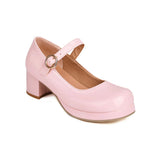 Plus Size 30-48 Mary Jane Shoes Women Sweet Lolita Round Toe Adjustable Buckle Strap Platform Thick Sole 5cm Block Heel Shoes