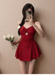 Swimsuit one-piece slimming and conservative skirt for girls, soaking in hot springs for vacation, swimsuit for women, summer