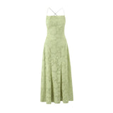 New Style Sexy Slim-fit High-waisted Dress With Back Straps Jacquard Over-the-knee Long Dress For Women Pure Desire Dress AWPU