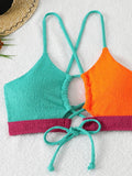 2026 Drawstring Triangle Bikini Women Sexy Color Block Swimwear Female Strappy Swimsuit Bathers Bathing Swimming Swim Suit