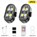 RGB LED Motorcycle Strobe light Car LED Flash Rechargeable Wireless Light Aircraft Airplane Helicopter Warning Lights Accessorie