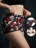 1XL-4XL Women Seamless Panties High-waisted Boyshorts Gothic Skull Soft Breathable Stretch Underwear for Women