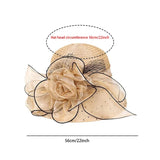 Women's Organza Flower Sun Hat Wide Brim Bucket Cap Wedding Church Dress Hat Fascinator Bridal Tea Party Hat