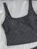 Vintage Black Polka Dot Print Tankini Set Women Push Up Tank Top Split Tie Skirt Two Piece Swimsiut 2026 Bathing Suit Swimwear