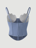 Sexy Top Mesh Lace Patchwork Cotton Hot Girl Fishbone Strap High-end Wear Top For Women Bowknot Pure Desire Vest Charming PWGG