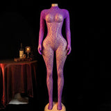 Hot Sexy Lingerie Erotic Crotchless Women Mesh Hollow Bodystockings Full Sleeve Leopard  Sling Hanging Neck Underwear Body Suits