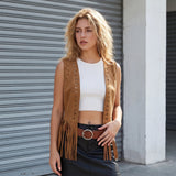 Women's Gilet Jacket Sleeveless Open Front Western Style Tassel Vest Vintage Fashion Tank Top Summer Gothic