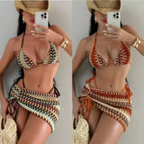 Bohemian Print Sexy Women's Beach Bikinis Three Pieces Bikini Set Cover Up Swimwear High Waisted Bikini Set Women Swimsuit 2026