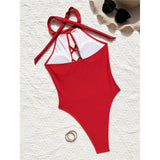 S - XL 7 Colors Lace Up High Neck Full Back Women Swimwear One Piece Swimsuit Female High Leg Cut Bather Bathing Suit Swim V6272