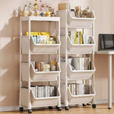 Mobile Storage Shelf] Mobile Plastic Storage Shelf Unit with Wheels - Practical Shelf for Living Room, Bedroom, Dormitory Amagi