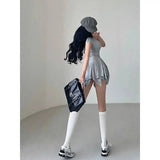 WOMENGAGA Sexy High Waist Slim Safety Skorts Irregular Pleated Pink Skirt Half Body Short Streetwear Hot Sexy Korean Women 51DL