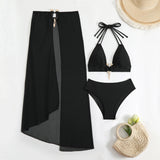 3 Pieces Floral Printed Push Up Bikinis 2026 Women Halter Swimwear Female Sexy Swimsuit & Beach Dress Bathing Swimming Swim Suit