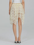 Women's Lace Skirts High Waist Irregular Hem Skirts Summer Korean Fashion Gothic Sexy Club Beach Skirts