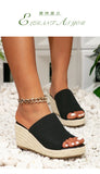 2024 Big Size 43 Women's Comfy Walking Wedge Espadrilles Sandals Summer Leisure Round Toe Platform Ankle Strap Shoes