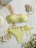 XS - XL Bandeau Wrinkled High Cut Bikini Women Swimwear Female Swimsuit Two-pieces Bikini Set Shells Bather Bathing Suit Swim