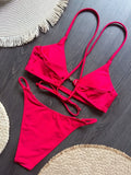 2026 Cross Back Hollow Out Bikini Women Swimsuit Female Swimwear Two-pieces Bikini Set High Cut Bather Bathing Suit Swim Lady