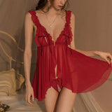 Sexy Lingerie Women Crotchless Sleepwear Pajamas Lace Night Dress Erotic Clothing Exotic Babydoll Female Underwear Sets G-string