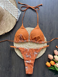 Leopard Halter Scrunch Butt Mini Micro Thong Bikini Women Swimwear Female Swimsuit Two-pieces Bikini Set Bathing Suit Swim Lady
