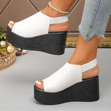 Fish Mouth Leopard Fashion Casual Wedge Heel Slippers for Women's 2026 Summer New Open Toes Breathable Comfortable Beach Sandals