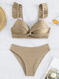 Wrinkled Ruffle Frilled Bra Cup Bikinis 2026 Female Swimsuit Women Swimwear Two Pieces Bikini Set Push Up Beachwear Bathing Suit