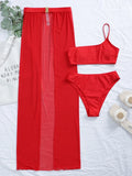 New One shoulder Bikini 2025 Female Swimsuit Women Swimwear Three-pieces Bikini set Mesh Long Skirt Beach wear Bathing Suit Swim