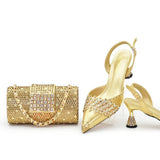 Doershow beautiful Italian Shoes And Bag Sets For Evening Party With Stones Italian Leather Handbags Match Bags! 11-1