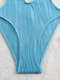 Sexy Halter V Neck Wrinkled Female Swimwear One Piece Swimsuit Women Backless Monokini High Leg Cut Bathing Suit Swim Beach Wear