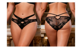 Red Lace Criss Cross Panty for Women See Through Mesh Hollow Out Bow Thong Underwear Plus Size M-3XL