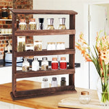 Rustic Torched Wood Wall Mounted 4-Tier Spice Rack