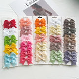 10Pcs/card Grosgrain Ribbon Bows Hair Clips For Girls Small Trailing Bowknots Hairpins Headwear Kids Hair Accessories