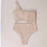 2026 One Shoulder Swimwear Women Solid Color Hollow Out One Piece Swimsuit Summer Beach Bathing Suit Backless Bodysuit Monokini