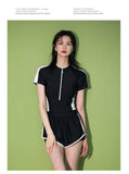 New Women's Swimsuit, One-piece Coverage Slimming Effect  Conservative Sports Style Hot Spring Flat Leg Pants Swimsuit Plus Size