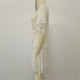 2025 V Neck Short Sleeve Hollow Out Knitted Tunic Beach Cover Up Cover-ups Beach Dress Beach Wear Beachwear Female Women K6535