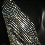 Festival Brilliant Rhinestone Backless Party Crop Top Women 2025 Summer Glitter Evening V Neck Diamonds Metal Tank Tops