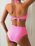 Sexy Black High Waist Bikini Set Women Metal Buckle Push Up Two Piece Swimsuit 2025 Summer Bathing Suit Holiday Swimwear Biquini