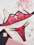Toucheart Sexy Women's Underwear Set Embroidered Lace Chain Hollow Heavy Craftsmanship Two-piece Set High-quality Lingerie Set
