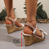 Cork Wedge Sandals for Women, Waterproof Platform, Thick Sole, 2026 Adjustable Buckle Strap, Cork Wedge Sandals for Women,