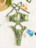 Sexy Tummy Cut Out Halter Women Thong Swimwear One Piece Swimsuit Female High Cut Monokini Rings Bathing Suit Swim Beach Wear