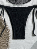 Sexy Black Mesh Draped Neckline Bikini Set 2026 Women Metal Circle Push Up Bra Triangle Swimsuit Bathing Suit Holiday Swimwear