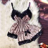 Summer Lace Sleepwear Sexy Satin Pajamas Set Women Nightshirt 2 Pieces Crop Tops and Shorts Set Homewear Loungewear